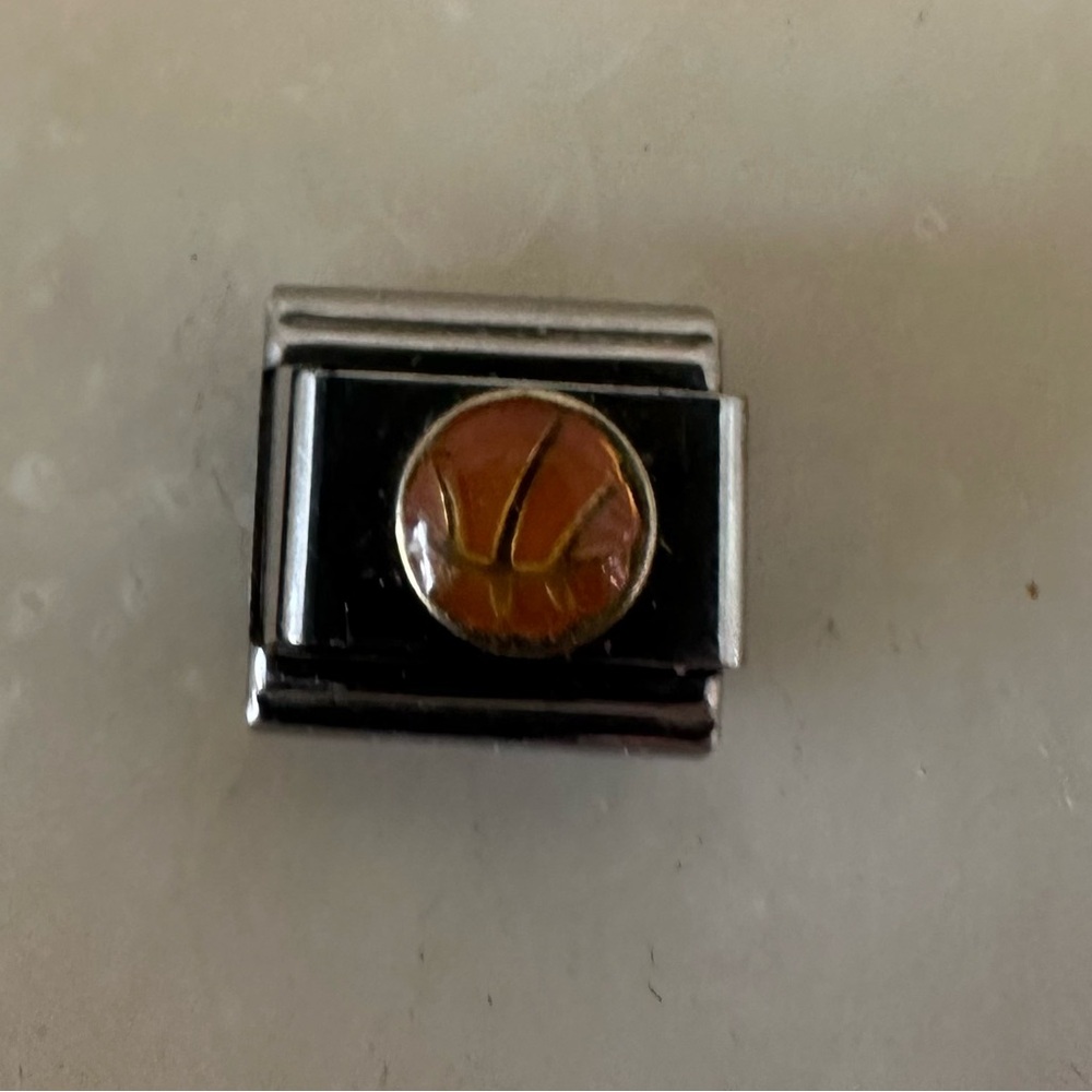 Stainless steel basketball charm for a Zoppini bracelet